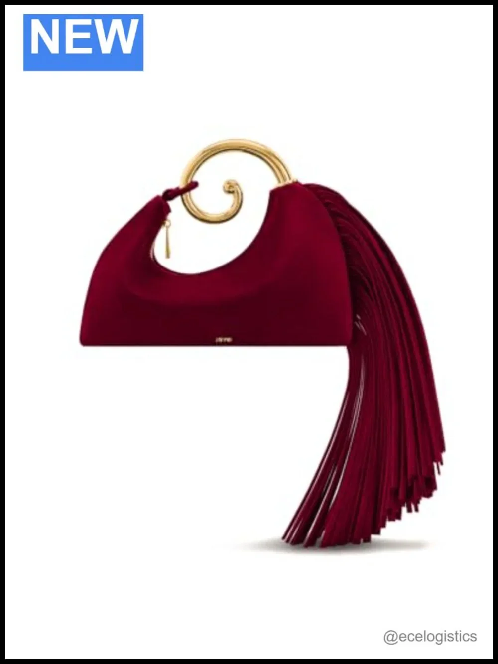 Faux Suede Top Handle Bag with Fringe Hardware